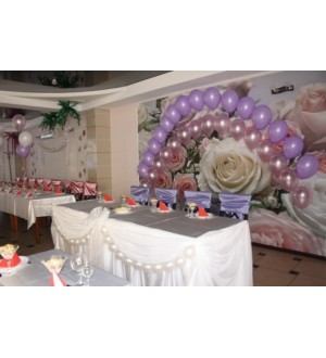 Розово-лиловое оформление свадьбы в кафе "Уют"